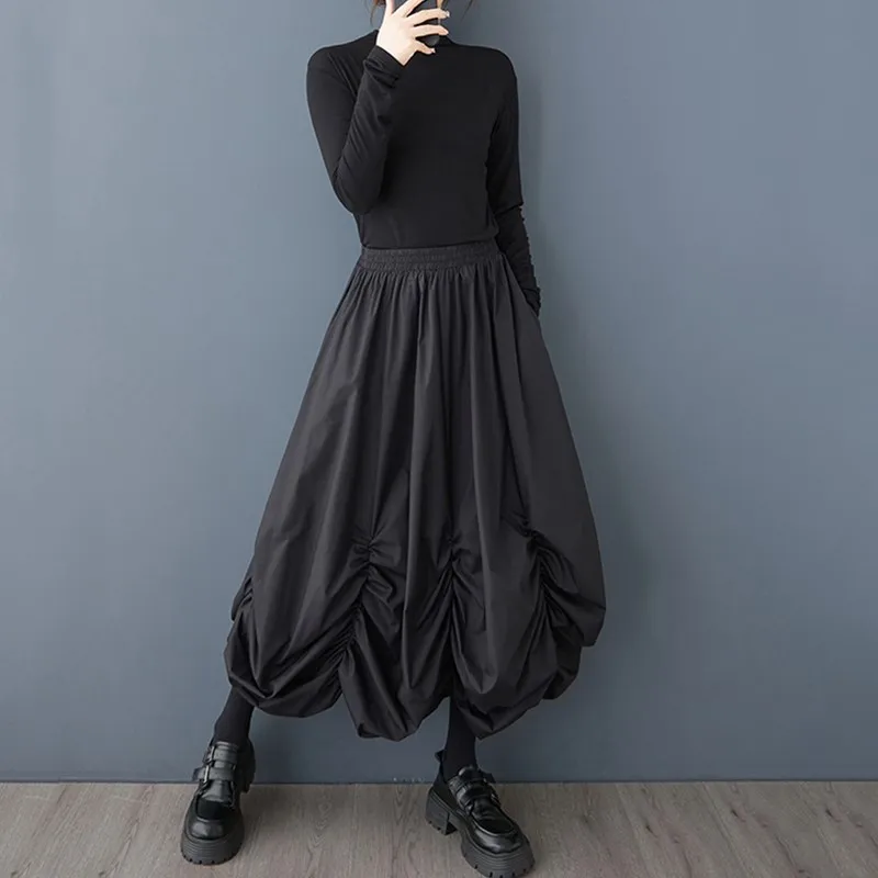 cotton plus size vintage high waist spring summer autumn casual loose long for woman skirts womens 2026 skirt