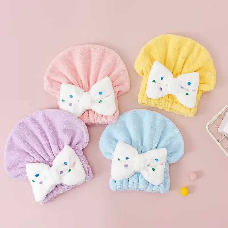 Cute Children Kids Quickly Dry Hair Wrapped Towels Dry Hair Hat Bath Hats Portable Coral Fleece Shower Cap Bath Accessories