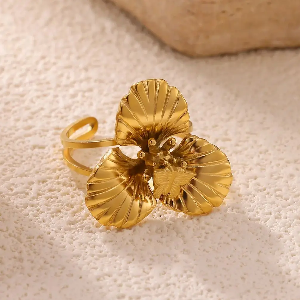 Butterfly Fashion Rings For Women Stainless Steel Adjustable