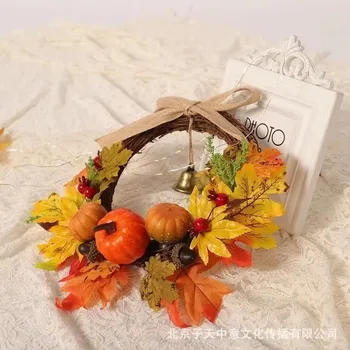 New Door Hanging Thanksgiving Halloween Pumpkin Maple Leaf Bell Garland Household Decoration Home Decor Crafts 2