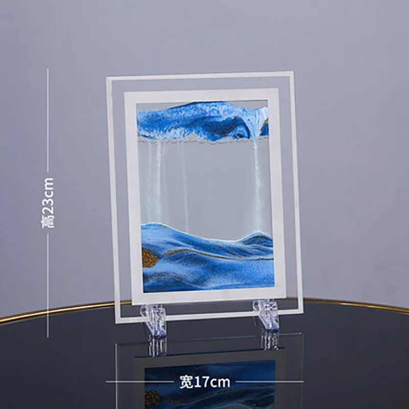 Moving Sand Art Picture Round Glass 3D Deep Sea Sandscape In Motion Display Flowing Sand Frame Sand Painting 