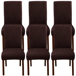 Elegant Leaf Jacquard Stretch Chair Cover - Removable Solid Color Seat Cover (6Pcs A6)