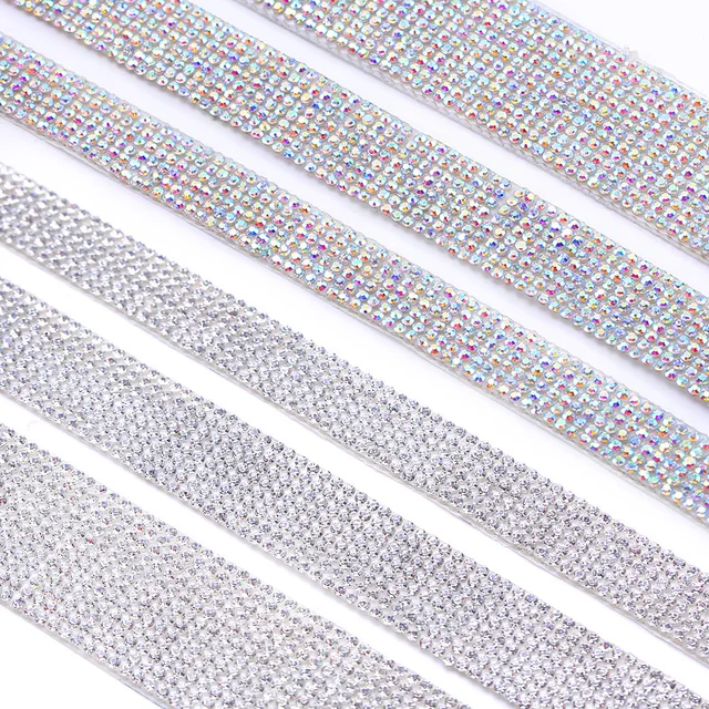 1 Yard Rhinestone Stickers Strips Self Adhesive Crystal Diamond Ribbon DIY  Sticker Home Arts Crafts Car Phone Trim Decoration