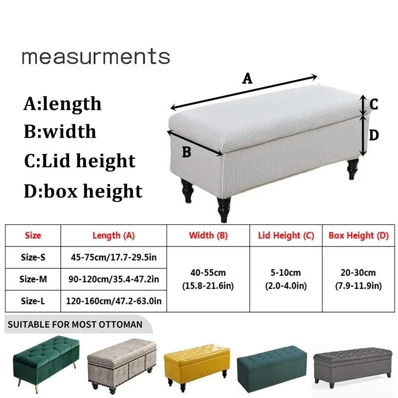 Chair Cover Furniture Cover 1pc Printed Ottoman Footstool Cover Stretch Piano Storage Stool Covers Rectangle Non-Slip Bedside Footrest Slipcover