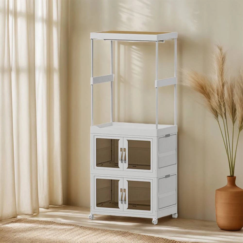 Plastic Mobile Wardrobe Clothes Organizer with Hanging Rod