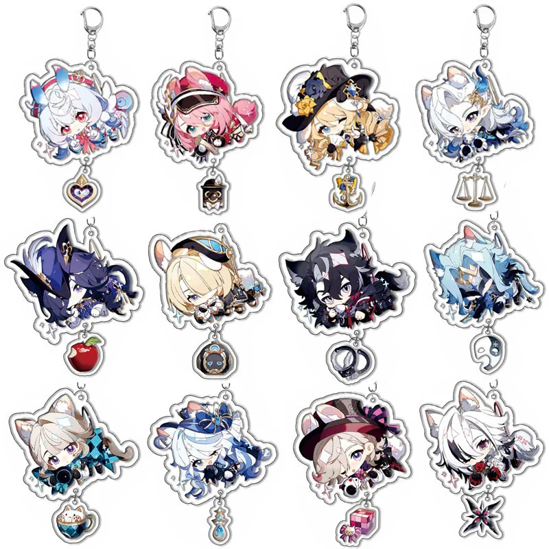 1Pc Anime Game Genshin Impact Arlecchino Navia Ciondolo Portachiavi Donna Uomo Zaini Auto Portachiavi Accessori Uomo Portachiavi Acrilico