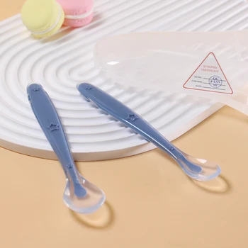 2 Cuillères En Silicone Souple Pour Bébé - Apprentissage Alimentaire, Anneau De Dentition, Sans BPA, Forme Girafe - 12