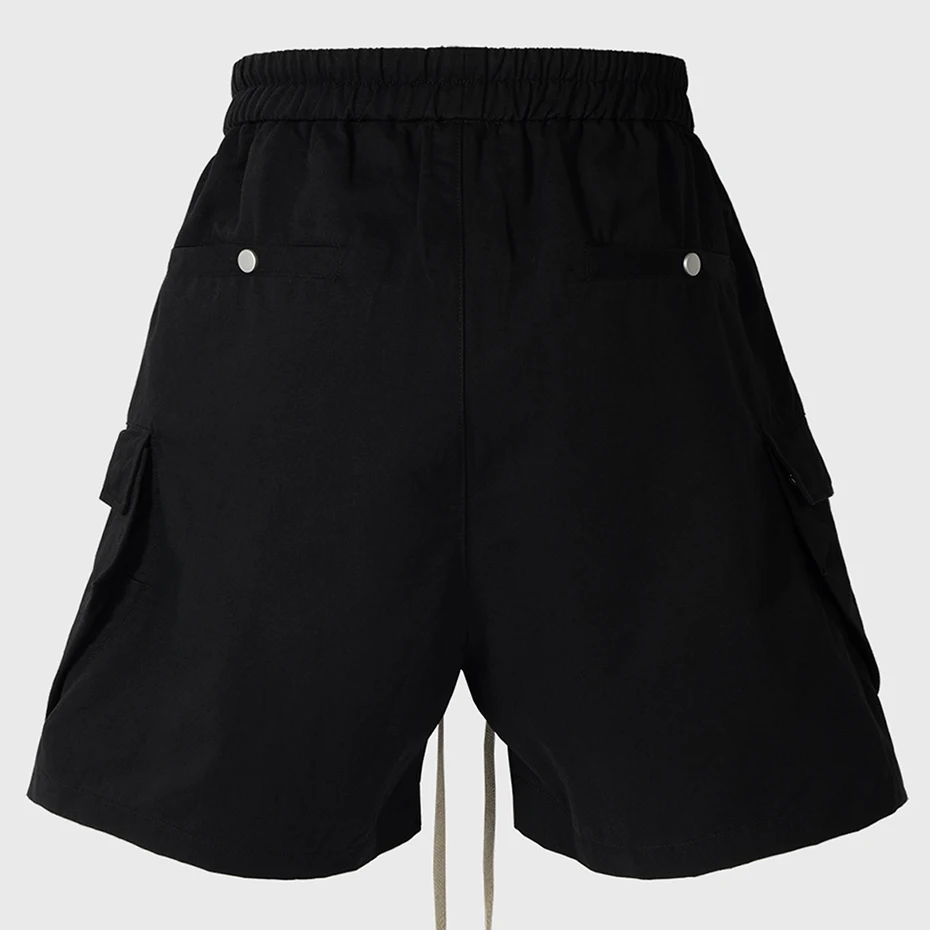 Men Summer Cargo Shorts 2025 Summer Black Loose Casual Shorts Side Pocket Wide Leg Short Pants for Male 2