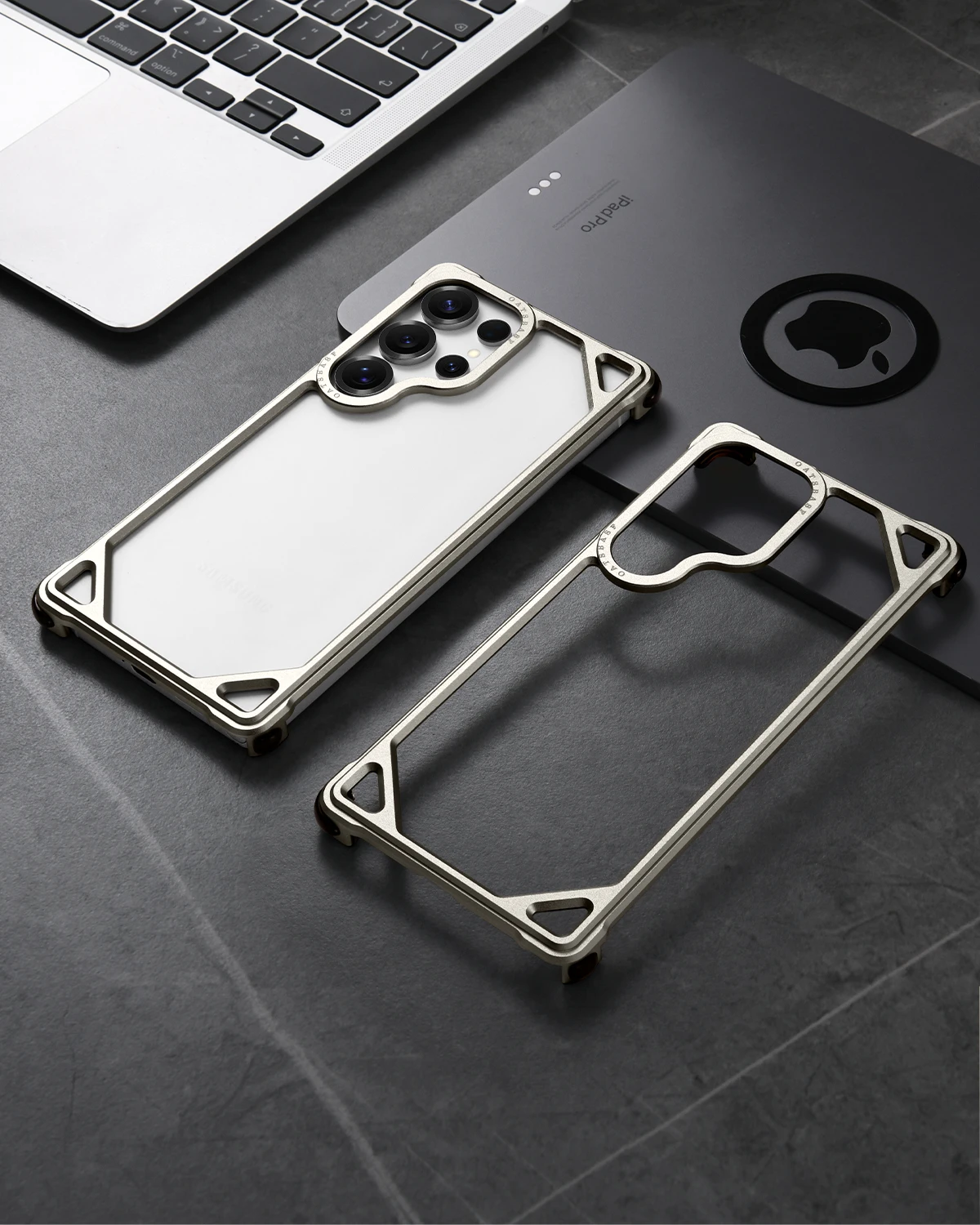 Oatsbasf Ultra-Thin Metal Phone Case - Frameless Minimalist Bumper with Wireless Charging Compatibility