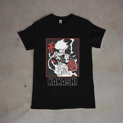Anime - inspired Naruto Kakashi Cotton Tee - Summer Manga Style Casual Streetwear - S (Black)