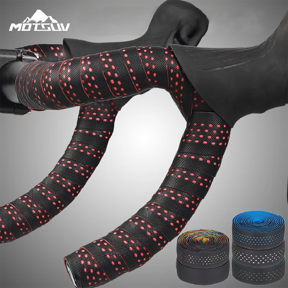 MOTSUV Soft Road Bike Bicycle Handlebar Cork EVA PU Bar Tape Professional Cycling Damping Anti-Vibration Wrap With 2 Bar Plug bike handlebar tape