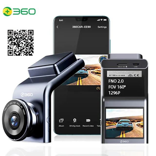 1080P FHD 360° Built-in GPS Wi-Fi Dash Cam Car Camera Recorder with 4 IR  LEDs