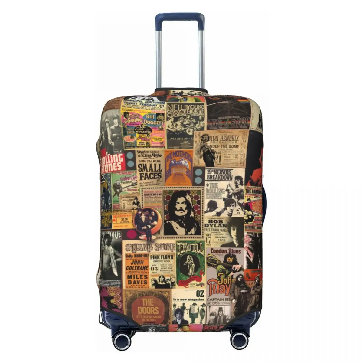 Rock N' Roll Stories Collage Suitcase Cover Music Fun Business Protection Luggage Case Flight Travel Luggage Cover Dust Proof 2