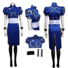 Chun Li Cosplay Female Costume Dress Cheongsam Female Role Play Blue Skirts Full Set Outfits Halloween Party Disguise Suit