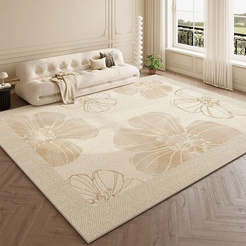 French Living Room Carpet Beige Lines Light Luxury High-end Retro Floor Mats Large Area Cream Style Bedroom Sofa Rug Ковер Tapis