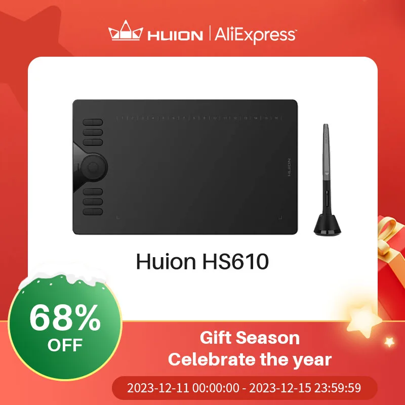 Фото HUION HS610 Графические планшеты Цифровой планшет с ручкой Телефон Планшет для рисования с наклоном OTG Безбатарейный стилус для Android Windows mac OS №1