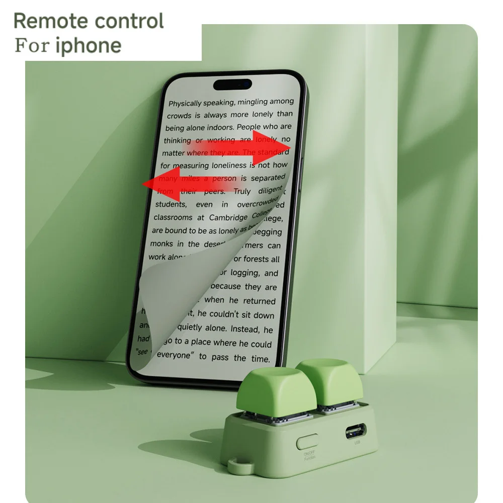 Bluetooth Dual Button Keypad Remote for E-book Page Turning and Video Swiping