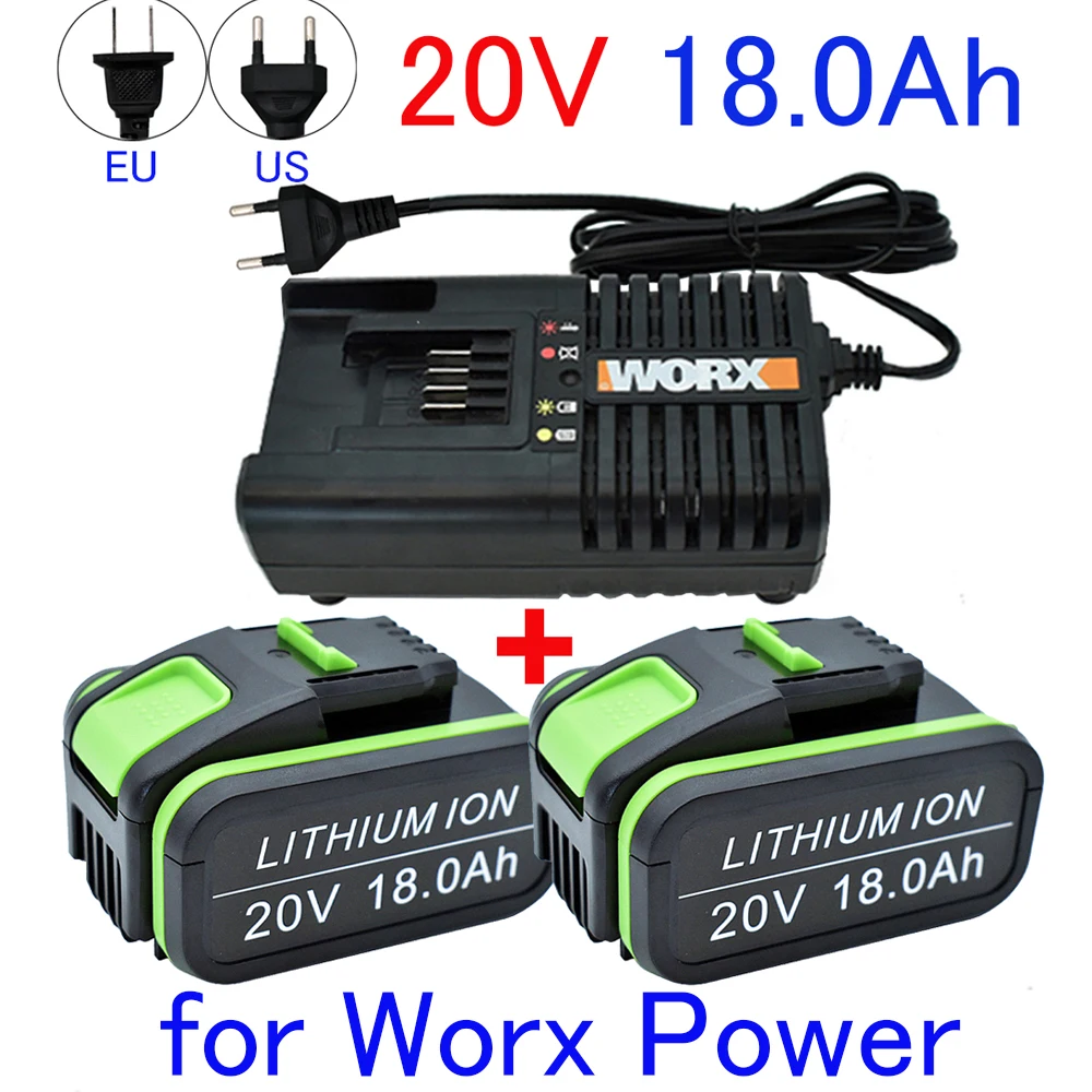 

20V 18000mAh Replacement Worx 20V Max Li-Ion Battery WA3551 WA3551.1 WA3553 WA3641 WX373 WX390 Rechargeable Battery Tool