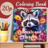 Adult Picture Book: Animal and Flower Coloring Book - 20 Pages of Cute Animals in Flower Fields 1