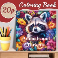Adult Picture Book: Animal and Flower Coloring Book - 20 Pages of Cute Animals in Flower Fields 1