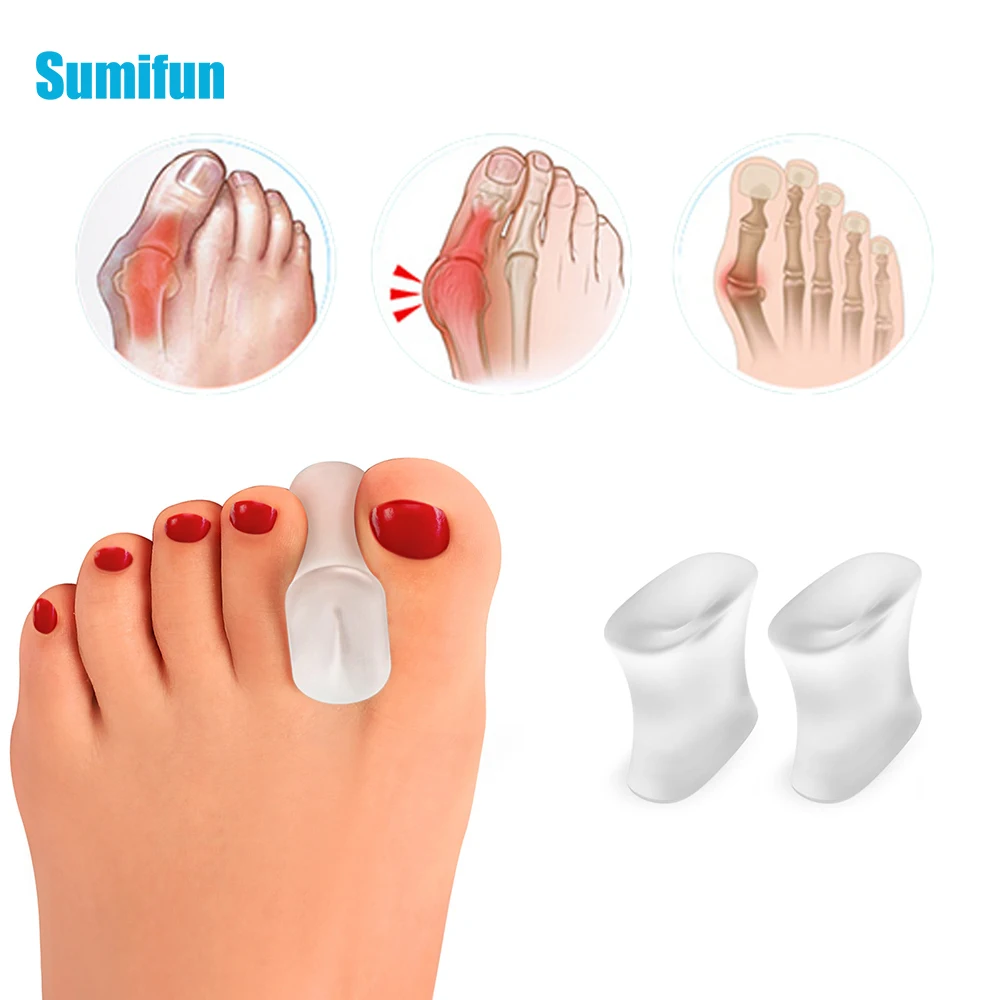 2Pcs/pair Sumifun Silicone Toe Separator Foot Hallux Valgus Joints Pain Relief Toe Corrector Foot Medical Health Care Safe Tool 2pcs pair silicone toe overlapping corrector toes separator hallux valgus bunion orthotic pad pedicure tool foot health care