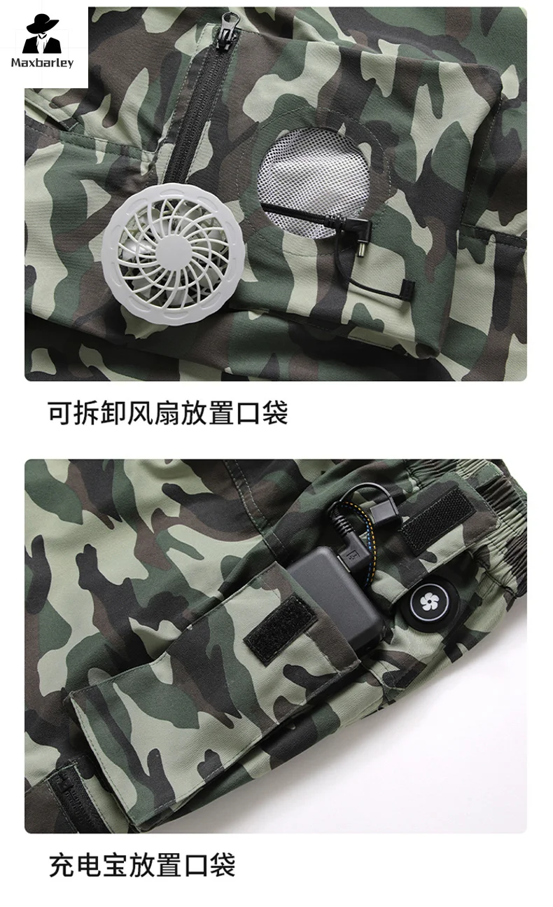 Fan Pants Cold Fishing Pure Cotton Site Welder Camping Ride Climbing Hiking Sports Fan Suit Air-Conditioning Clothes Cooling sports pants casual sports pants