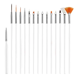 15 - Piece Nail Art Brush and Tool Set for Professional Detailing and DIY Creations (White)