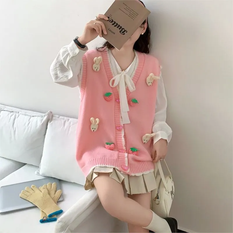 Creative Pregnant Women's Loose Round Neck Sleeveless Vest Maternity Knitted Sweater Coat Maternity Cute Vest Coat LH162