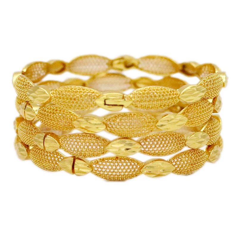 

Dubai Bangles 24K Gold Color African Bracelet For Women Wholesale Designer Alloy Jewellery Wedding Luxury Hawaiian Jewelry