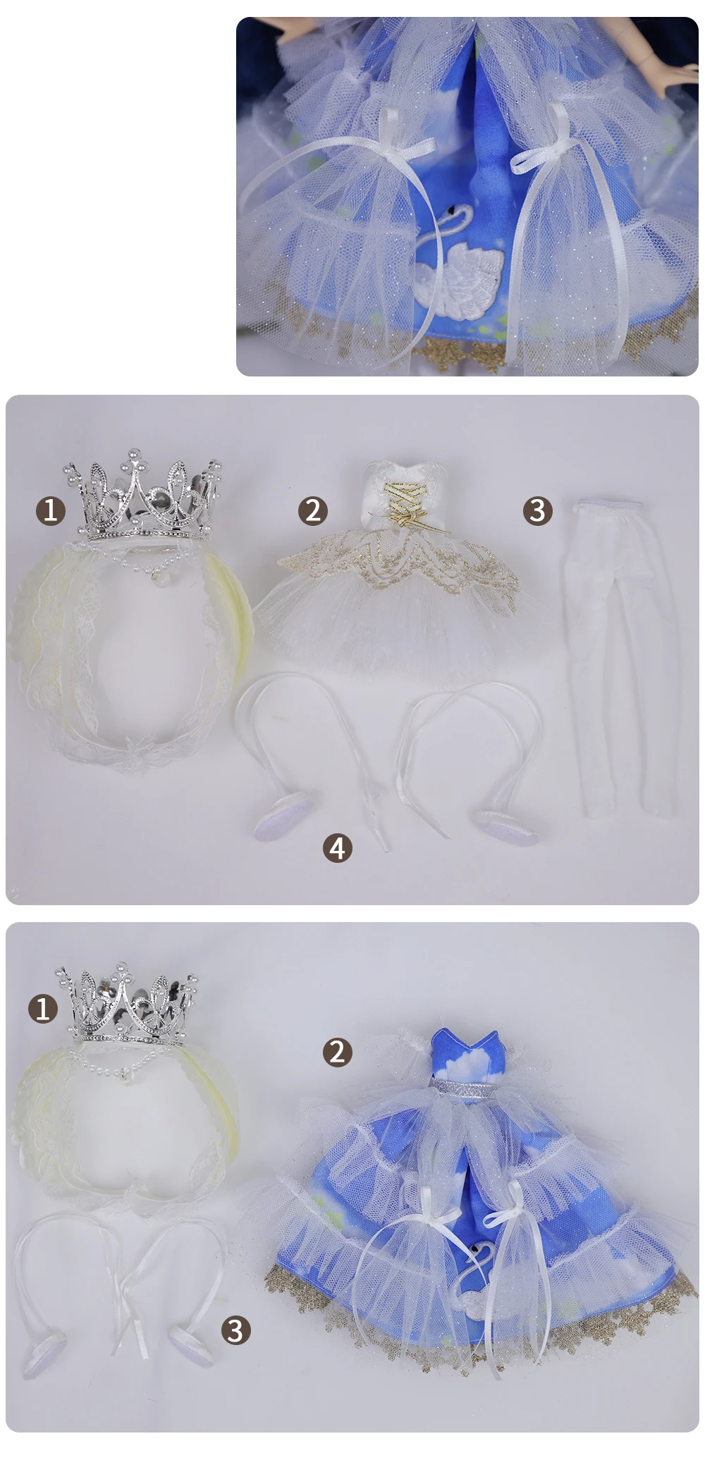 Neo Blythe Doll Princess Dress with Tiara Crown 5