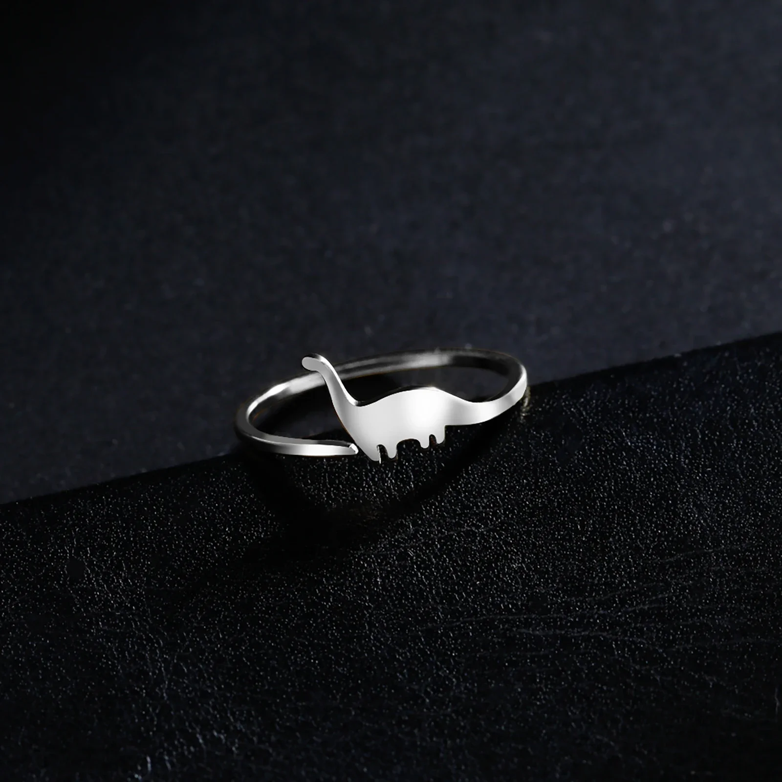 Finger Ring Stainless Steel Ring Animal Ring Skyrim Dinosaur Ring Stainless Steel Cute Brachiosaurus Open Adjustable Finger Rings Animal Jewelry Birthday Gift for Women