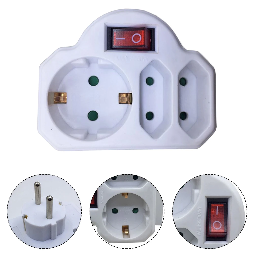 

3 Way Socket Adapter 1pcs Accessories Conversion Plug Flame Retardant PP For 16A/250V/3680W Multiple Power Converter Brand New