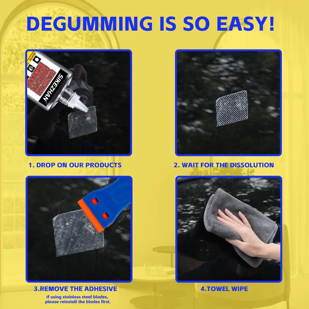 Automotive Adhesive Remover Kit with Scraper & Blades Safe for Car Paint Glass Decal Sticker Emblem & Vinyl Glue Removal