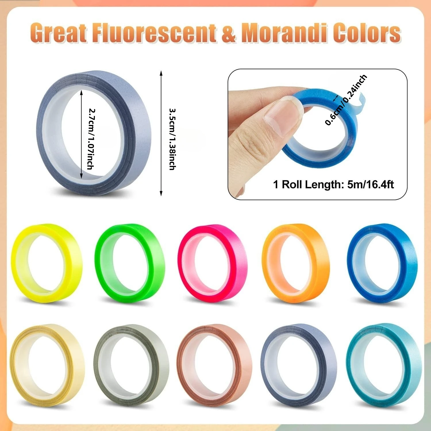 5 Rolls/10 Rolls Morandi Highlighter Reading Sticky Tape Fluorescent Highlighter Index Tape File Folder Index Notes