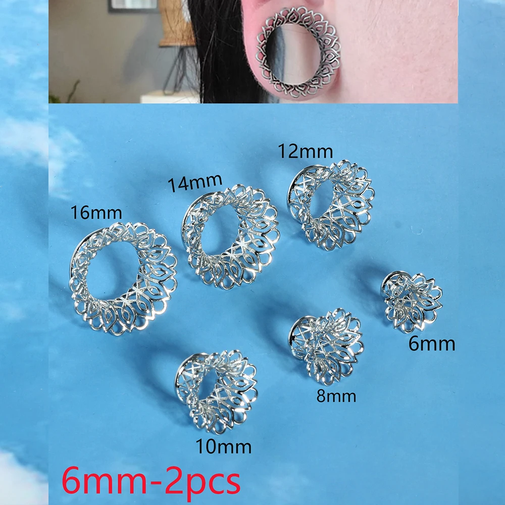 Cool Ear Plugs Tunnels Expander Double Flare Brass Earlobe Tunnels Stretcher Earrings Body Piercing Gauges for Ears Bee Flower