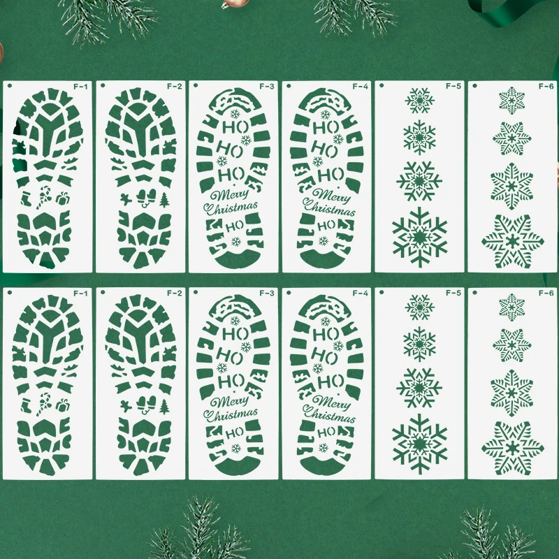 Christmas Decorations Merry Christmas Footprint Snowflake Santa Claus Xmas Tree Painting Template Embossing Paper Card Embossing Album Xmas Decoration