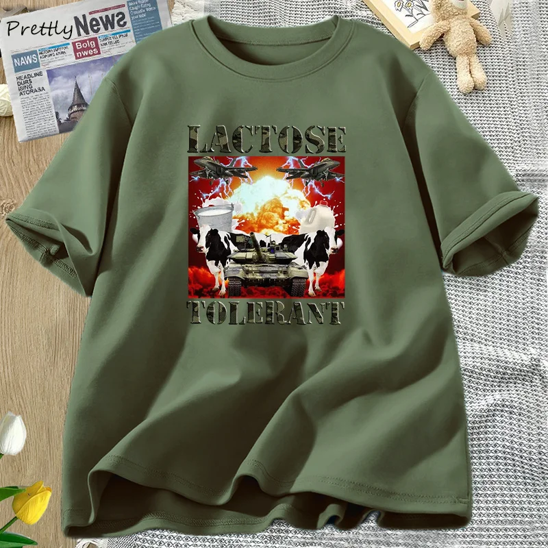

Футболка стойкая к лактосе, забавная футболка с графическим рисунком для женщин и мужчин, Повседневная хлопковая футболка с коротким рукавом и молоком, уличная одежда, женская одежда, Топ