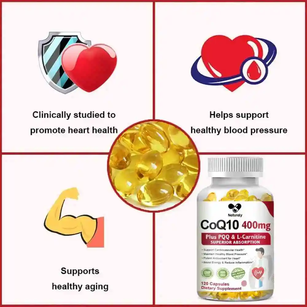 Coq10 Capsules CoQ10 Capsules (Ubiquinone) 400mg with PQQ Antioxidant Support for Brain Heart & Energy Health &ndash; Coenzyme Q10 Supplement