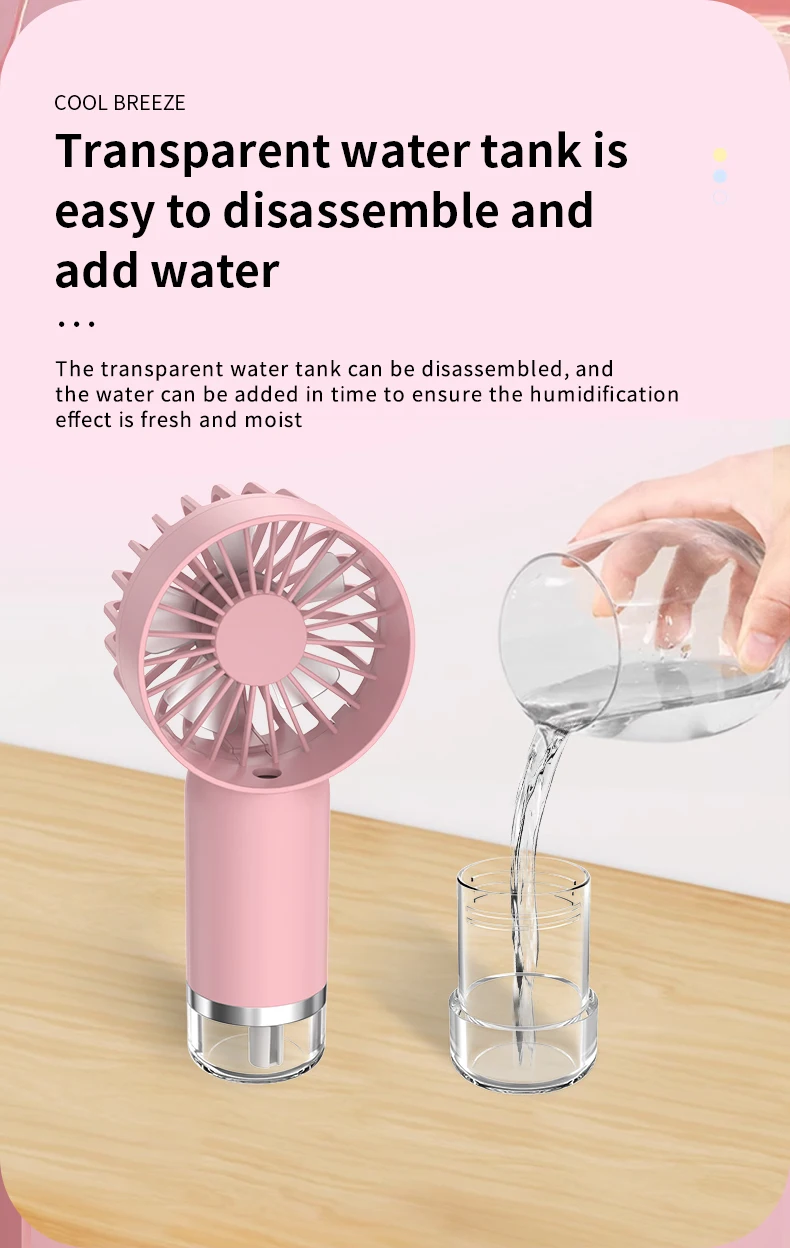 Description Picture 6 of itemHandheld Mini Air Conditioner USB Rechargeable Portable Humidifier Mist Cooler Cooling Spray Humidifier Fan for Home/Office/Dorm
