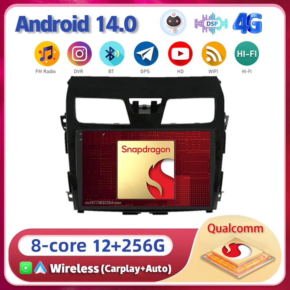 

Автомагнитола Carplay, Android 14, Wi-Fi + 4G, для Nissan Teana Altima 2013, 2014, 2015, мультимедийный плеер с GPS, стерео, 2din, головное устройство DSP