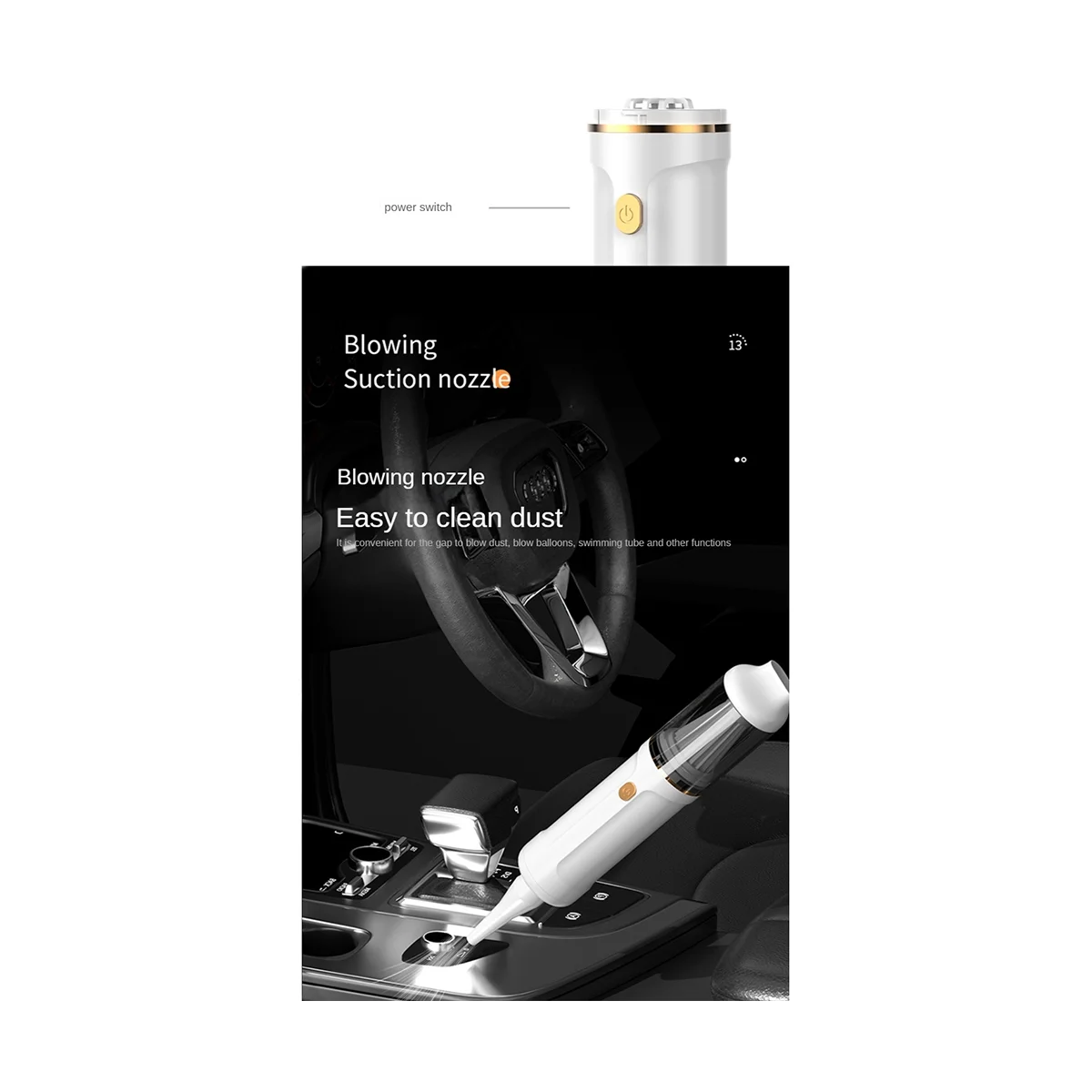 

Беспроводной автомобильный пылесос, беспроводной ручной автомобильный пылесос, бытовой автомобильный пылесос двойного мини, белый