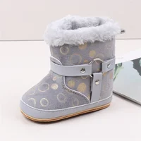 Winter Snow Baby Boots Newborn Warm Booties Dot Print Thick Soft Sole Non-Slip Fuzzy Toddler Boy Girl Shoes First Walkers 5