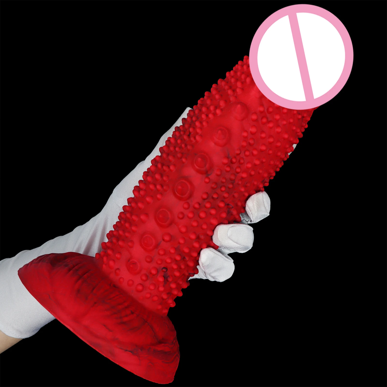 Dildo in silicone rosso con punte e ventosa gioco anale_voghion.com
