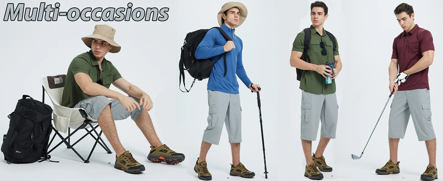 EKLENTSON Sommer Quick Dry Shorts Herren Leichte 3/4 Cargo Short Workout Sport Outdoor Hosen Wandern Joggen Camping Hosen – Detail 1