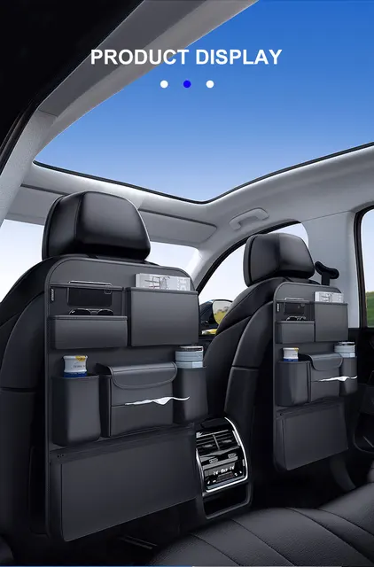 Seametal 7-Taschen-Autositz-Rückenlehne Aufbewahrung tasche PU-Leder alles  in einem hängenden Auto Organizer Getränke halter Taschentuch halter  Anti-Kick-Pad