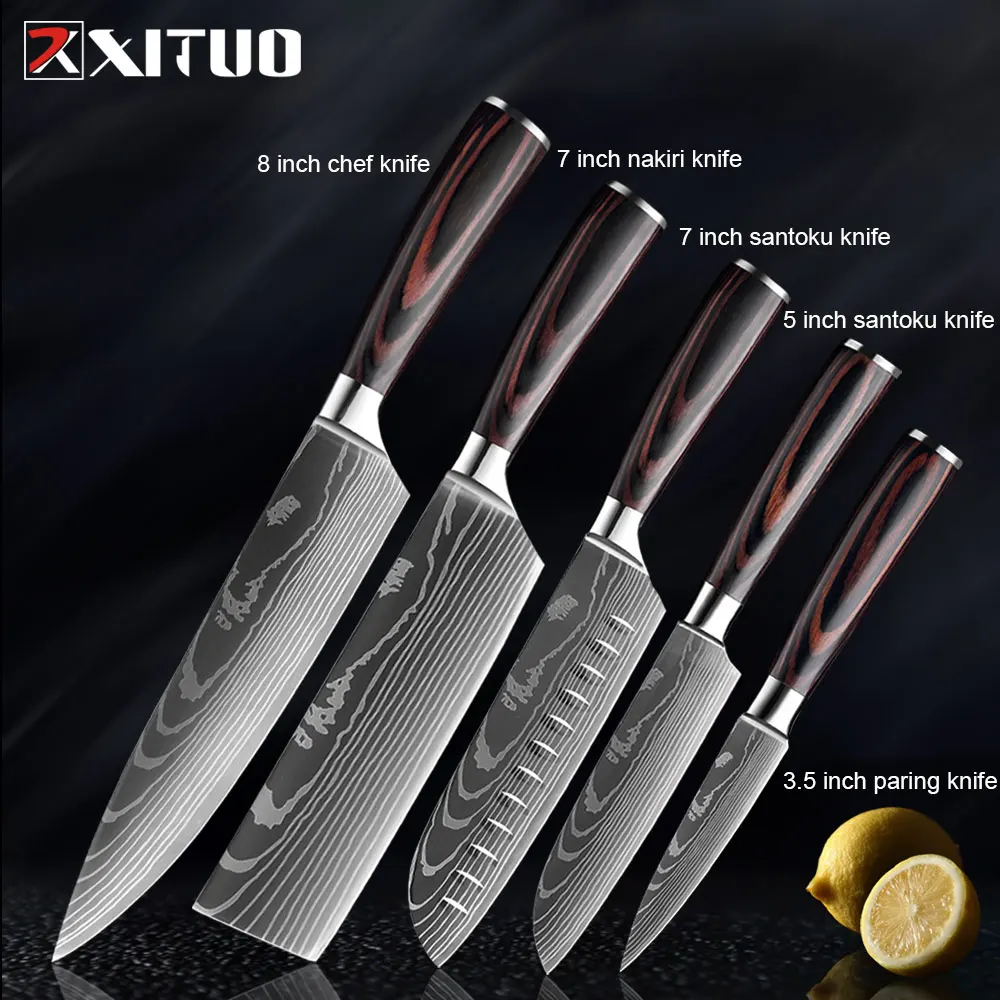 Xituo Kitchen Knife Set Meat Cleaver Chef Knives Stainless Steel