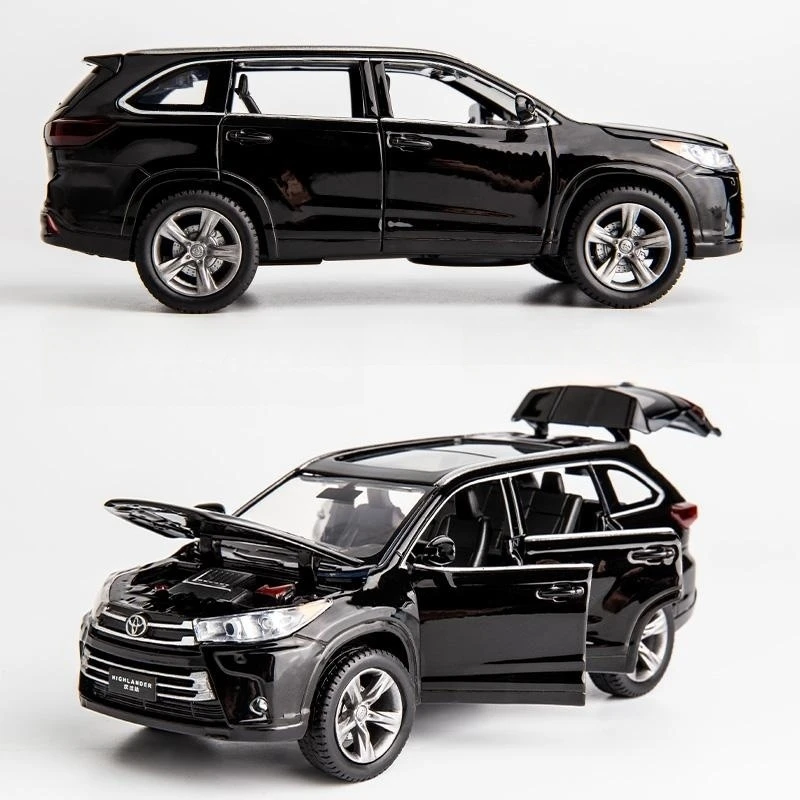1/32 Toyota Highlander SUV Sport Toy Car Diecast Metal Alloy Miniature JKM Sound & Light Collection Model Gift for Boy Children 5