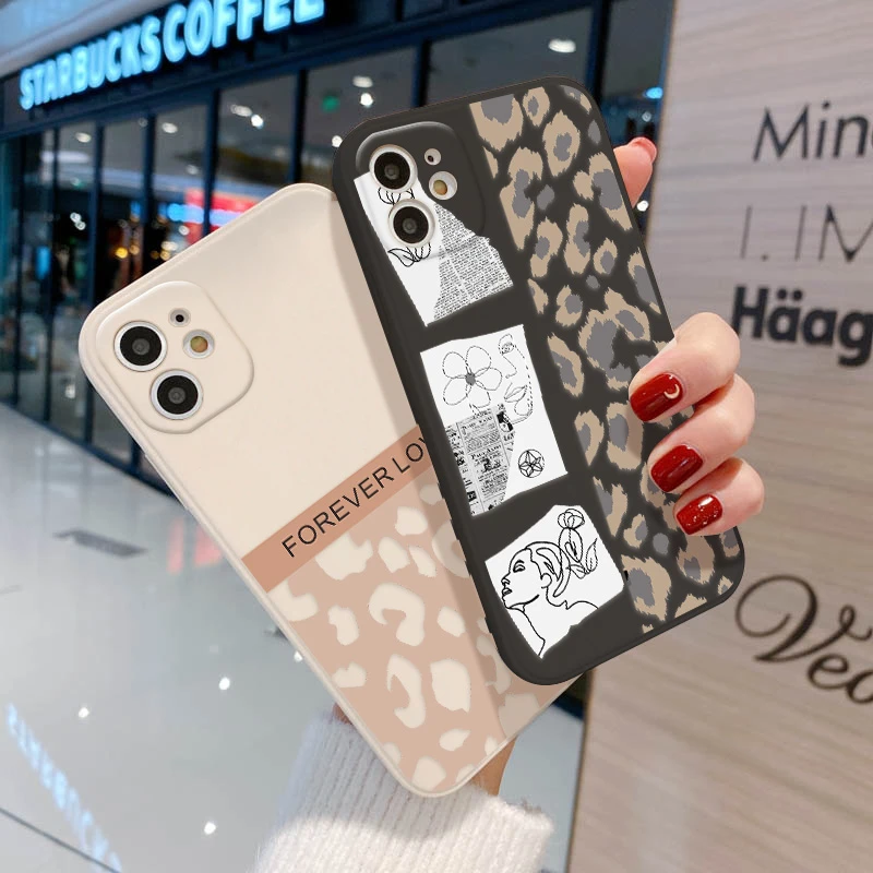 Leopard Print Phone Case For iPhone 13 12 11 Pro Max Case Funda for iphone X XR XS Max 8 7 Plus SE Soft Shockproof Fashion Cover iphone 13 mini flip case