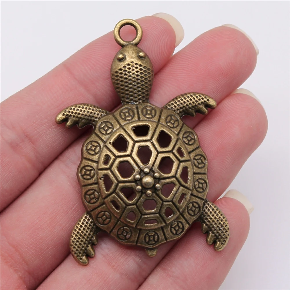 WYSIWYG 2pcs 55x37mm 골동품 실버 색상 매력 거북이 펜던트 대형 거북이 매력 큰 거북이 펜던트