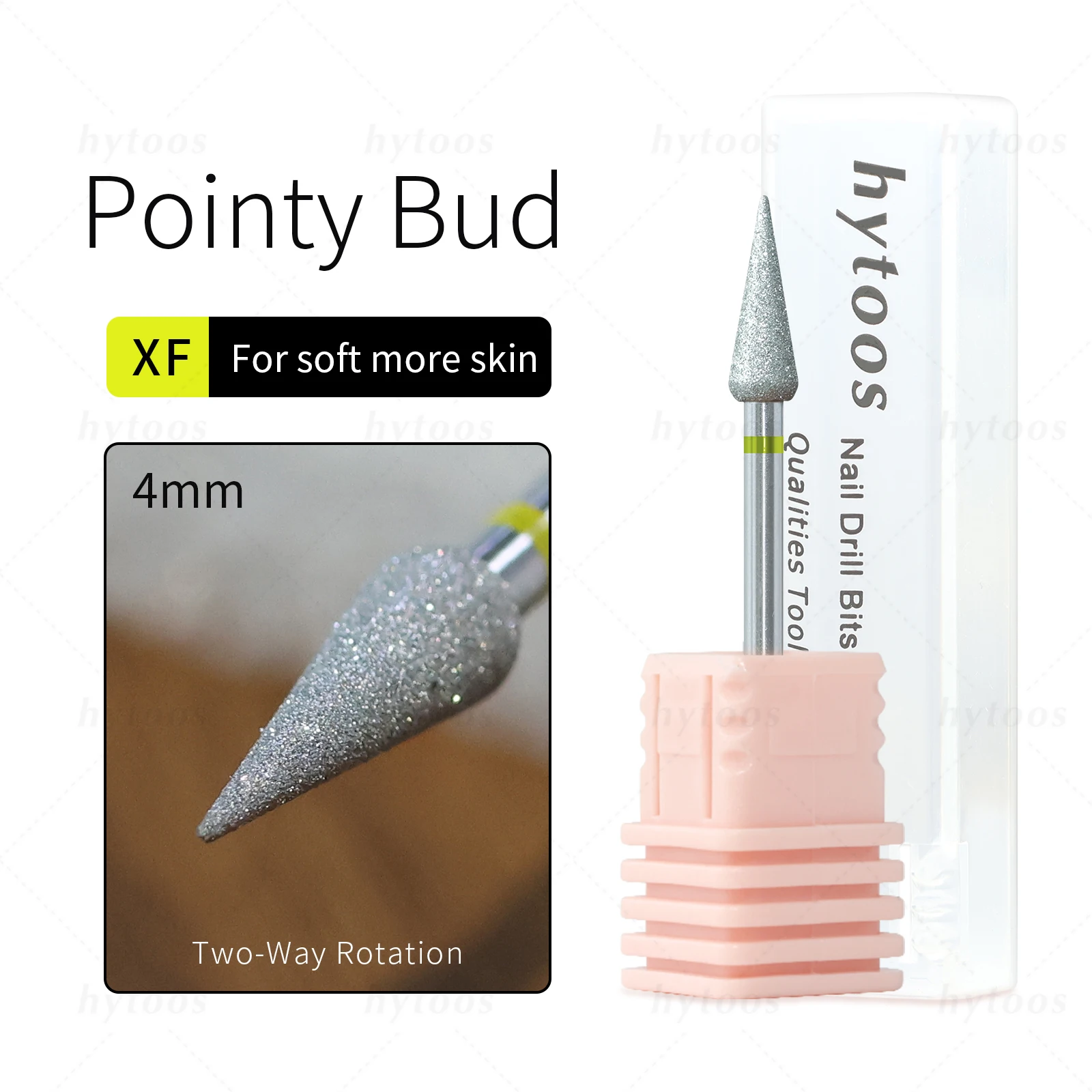 HYTOOS Spitzen-Knospen-Diamant-Nagelbohrer, Chrom Pro, russischer Nagelhaut-Bit für Bohrer, abgestorbene Haut, Reiniger, Nägel, Vorbehandlungswerkzeug – Detail 8